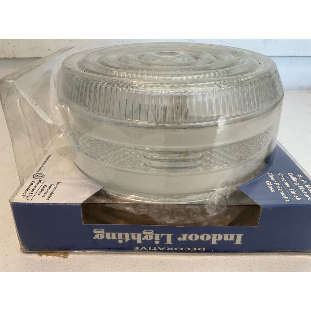 Prime Flush Mount Ceiling Fixture Chrome Clear Prismatic Glass 52178-9 8.75in